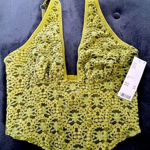NWT Urban Outfitters Out from Under Moss green lace corset size Medium